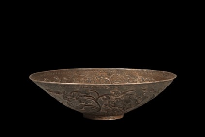 Chinese Liao Dynasty pure silver hat bowl