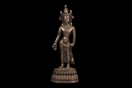 Chinese Ming Dynasty pure silver Guanyin standing