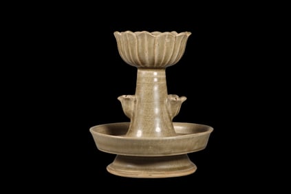 Celadon Flower-shaped Candlestick from Yue ware, Southern and Northern Dynasties, China