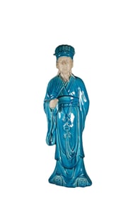Standing figure with blue glaze from the Qing dynasty, China