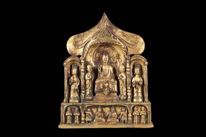 Gilt bronze Buddhist niche from the Northern Wei dynasty, China