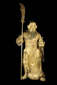 Gilt bronze Guan Gong statue from the Qing dynasty, China