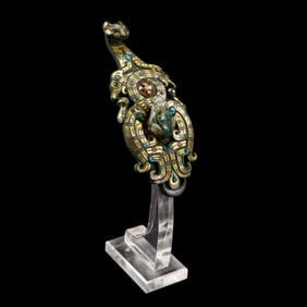 chinese Warring States period of gold and silver inlaid jade belt hooks