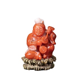 Chinese agate boy statue of Qing Dynasty