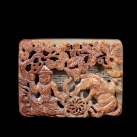 Chinese Ming Dynasty relief figure story pattern Hetian jade plate