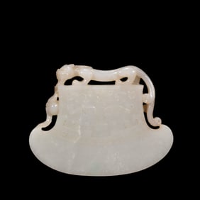 Chinese Qing Dynasty Hotan white jade dragon pattern axe