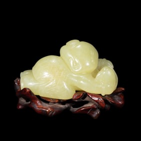 Chinese Qing Dynasty Hotan topaz boy statue