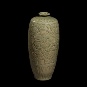 Yaozhou ware flower pattern plum vase, Northern Song Dynasty, China
