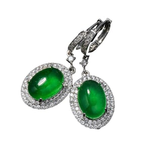 A pair of emerald diamond earrings