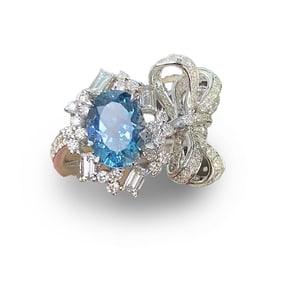 Aquamarine diamond ring
