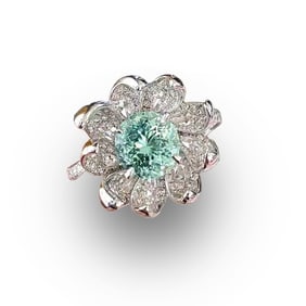 Tiffany blue beryl diamond ring