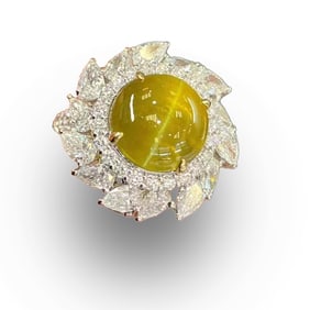 18K gold cat Eye ring pendant