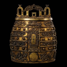 CHINESE QING DYNASTY GILT BRONZE CHIME BELLS