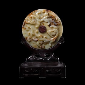 CHINESE HAN DYNASTY DOUBLE DRAGON JADE PANEL