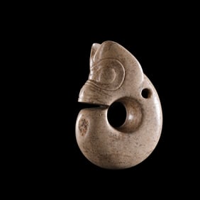 CHINESE NEOLITHIC CHICKEN BONE WHITE JADE PIG DRAGON