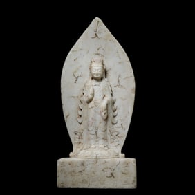 WHITE MARBLE BUDDHA STANDING STATUE IN NORTHERN WEI DYNASTY, CHINA