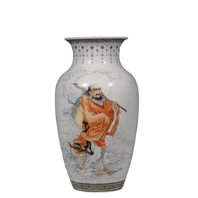 CHINESE QING DYNASTY INK COLOR CHARACTER STORY PATTERN VASE