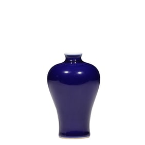 BLUE GLAZE PLUM VASE OF QIANLONG PERIOD OF QING DYNASTY, CHINA