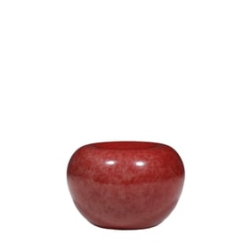 CHINESE QING DYNASTY KANGXI PERIOD BRIGHT RED GLAZE WATER BASIN