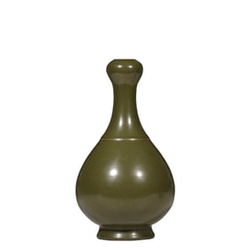 CHINESE YONGZHENG TEA GLAZE GARLIC HEAD VASE