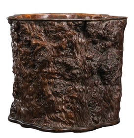 CHINESE QING DYNASTY ROOT CARVING PEN HOLDER