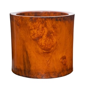 CHINESE QING DYNASTY YELLOW ROSEWOOD PAINTING CYLINDER