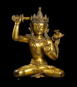 CHINA MING DYNASTY GILT BRONZE BUDDHA SITTING STATUE