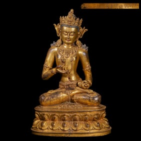 GILT BRONZE BUDDHA SITTING STATUE IN QIANLONG PERIOD OF QING DYNASTY, CHINA