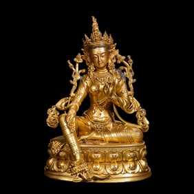 GILT BRONZE BUDDHA SITTING STATUE IN QIANLONG PERIOD OF QING DYNASTY, CHINA