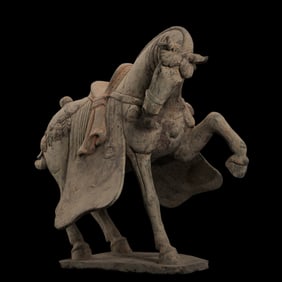 CHINESE PAINTED POTTERY HORSE, HAN DYNASTY