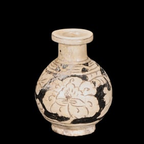 CIZHOU WARE VASE WITH WHITE BACKGROUND AND BLACK, NORTHERN SONG DYNASTY, CHINA