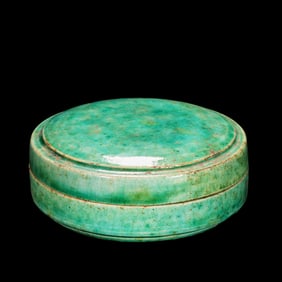 CHINESE TANG DYNASTY GREEN GLAZED LID BOX