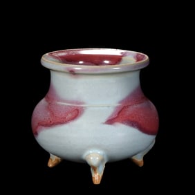 CHINA NORTHERN SONG DYNASTY JUN WARE SKY BLUE GLAZE HANGING RED TRIPOD FURNACE