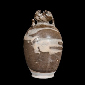 CHINESE TANG DYNASTY LUSHAN FLOWER GLAZE DOUBLE SERIES GARLIC VASE