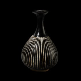 CIZHOU WARE, NORTHERN SONG DYNASTY, CHINA BLACK GLAZE LINE JADE POT SPRING VASE