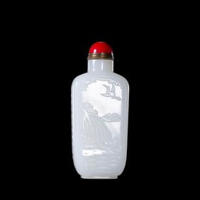 CHINESE QING DYNASTY HOTAN WHITE JADE SNUFF BOTTLE