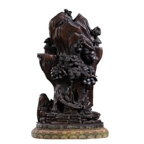 Chinese Qing Dynasty wood carving mountain-shaped ornaments