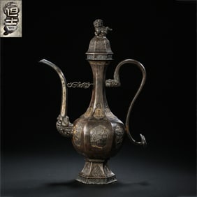 Chinese Qing Dynasty Pure Silver Ewer