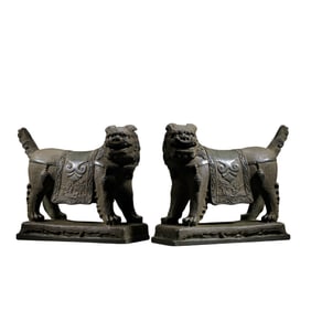 A pair of bluestone lion statues from the Qing Dynasty, China