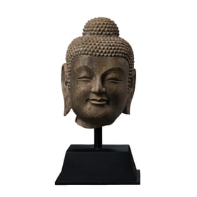Chinese Tang Dynasty Bluestone Buddha Head