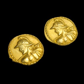 A set of pure gold coins from the Kushan Dynasty