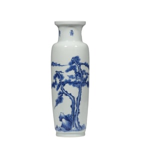 Chinese Qing Dynasty Kangxi period blue and white plate-mouthed vase