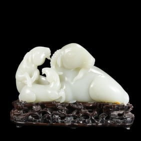 Chinese Qing Dynasty Hetian white jade Sanyang Kaitai