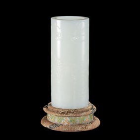 Chinese Qing Dynasty Hetian White Jade Brush Holder