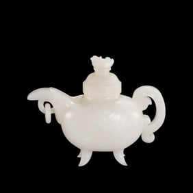 Chinese Qing Dynasty Hetian Jade Covered Pot