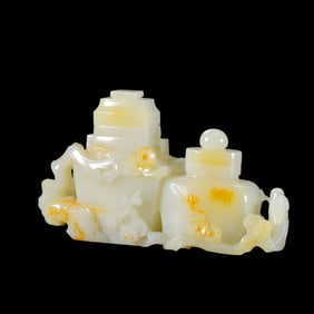 Chinese Qing Dynasty Hetian Jade Double Vase