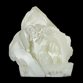 Chinese Qing Dynasty Hetian Jade Figure Mountain Ornament