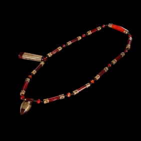 Chinese Liao Dynasty agate gold-plated necklace
