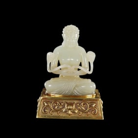 Chinese Liao Dynasty Hetian Jade Buddha Seated Statue