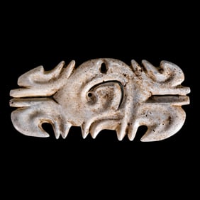Chinese Neolithic Hongshan Culture Chicken Bone White Jade Hook Cloud Pendant